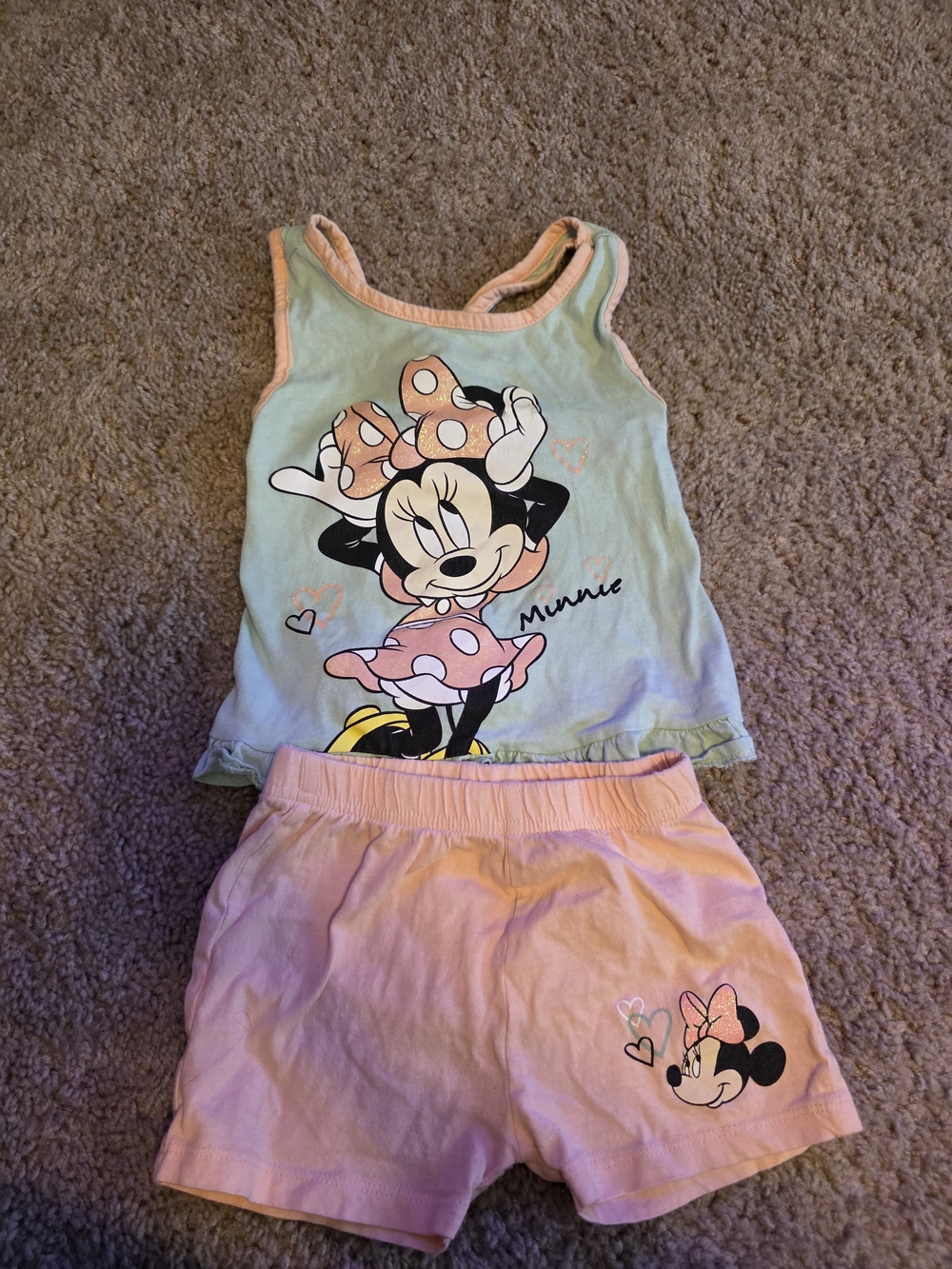Minnie Mouse Pink & Mint Toddler Tank and Shorts Set